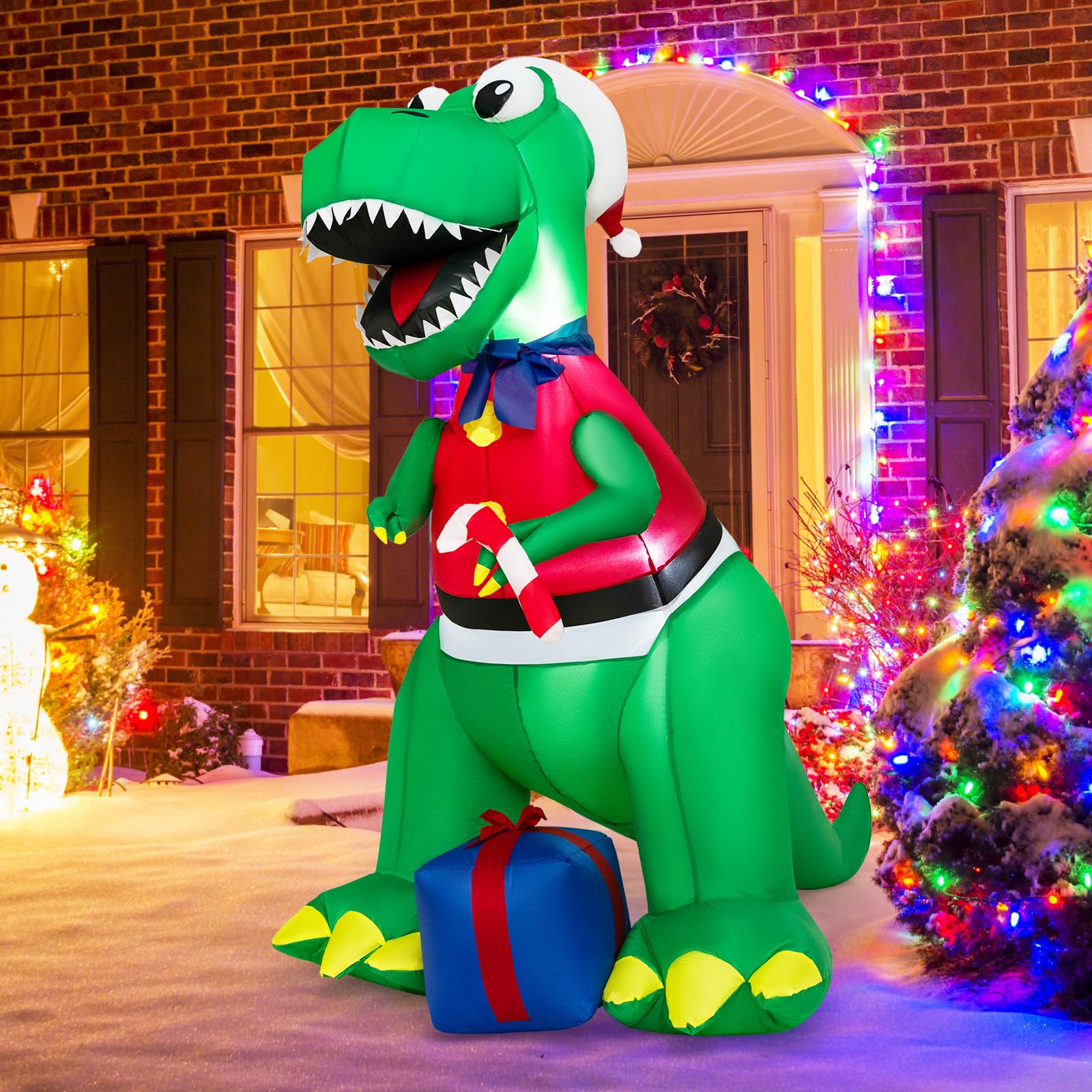 Tangkula 6.8 FT Inflatable Christmas Dinosaur